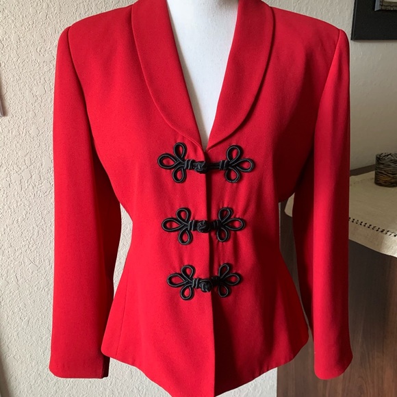 Beautiful red Le Suit blazer jacket- size 8 - Picture 1 of 5